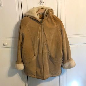 Real leather faux fur coat